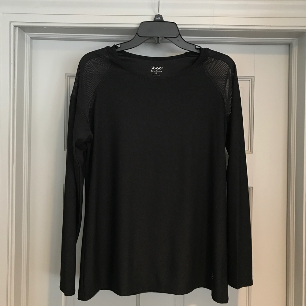 Athletica shirt with sheer shoulders